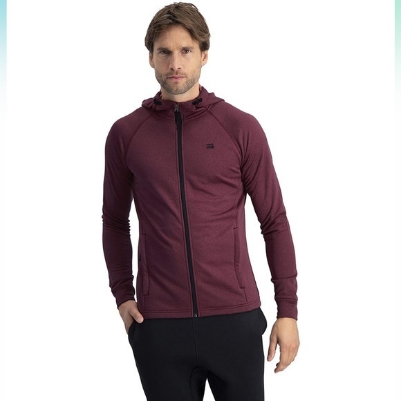 Three Sixty Six Sweatshirts for Men Zip Up Hoodie - Dry Fit Full Zip  Maroon - Picture 2 of 8